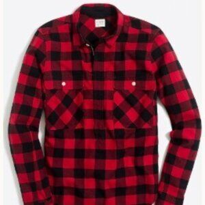 Cabincore Americana Cozy J. Crew Buffalo Plaid Flannel 1/2 Zip Shirt Women's XL